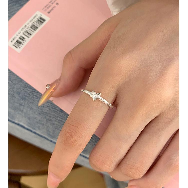 Sam Panda 925 Silver Simple Ring For Women Fine Jewelry Finger Adjustable Open Vintage Big Ball Ring For Party Birthday