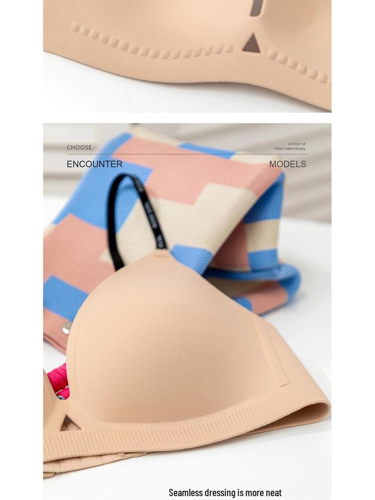 Seamless Push-Up Wire-Free Bra for Small Busts: Side Support, Anti-Sag, Sexy Thin Straps, Comfortable Fit