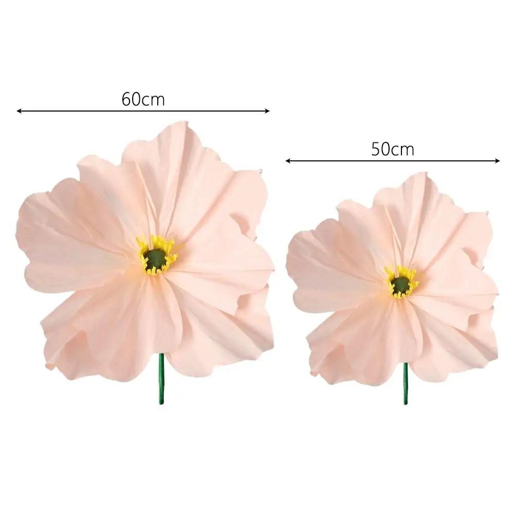 NEW 50/60CM DIY Wrinkle Paper Flowers PE Foam Large Size Handmade Flowers Rose Branch 40cm Length 3D Flowers Garden