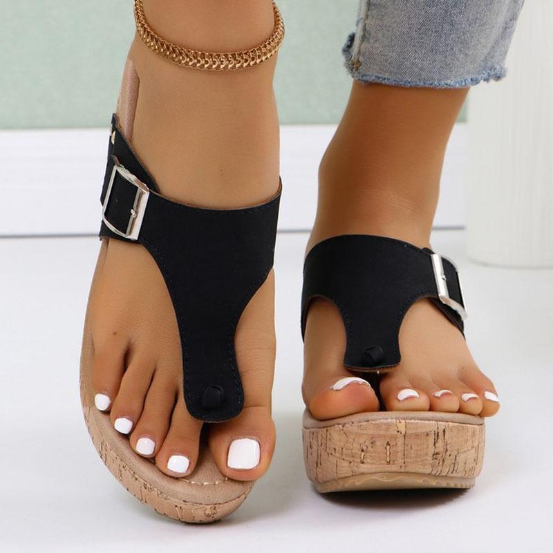 Fashion Women Sandals Platform Clip Toe Slippers Flip Flops Summer Wedges Fashion High Heels Shoes for Women New Roman Outdoor Sandals