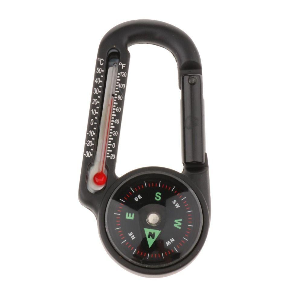 Compass 3 in1 Multifunctional Keychain Thermometer Hook Mini Compass Hiking
