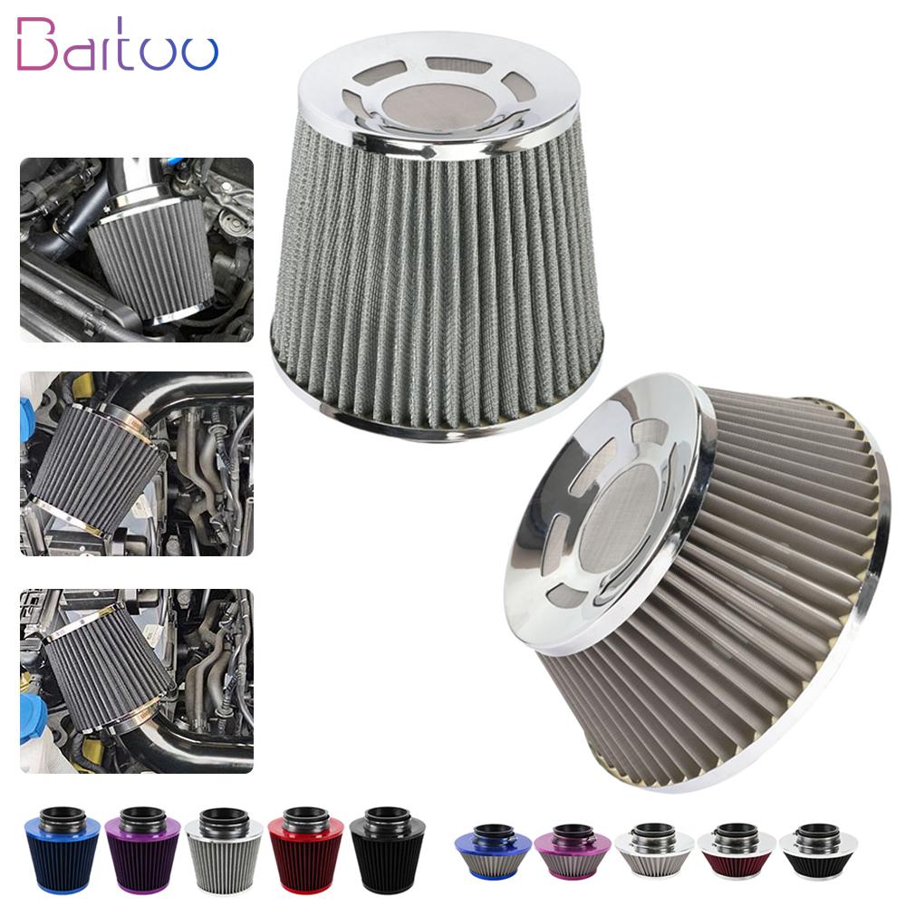 New 76MM Iron Stainless Steel Sports High Power Flow Cold Air Filter Universal Car Cone Air Intake Filter Induction Kit OFI073
