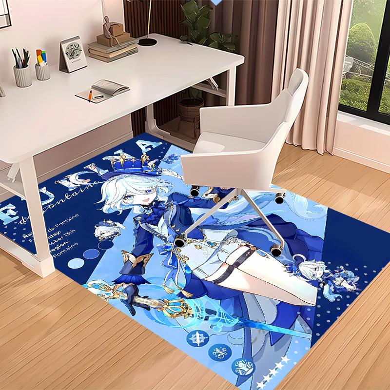 1 Stück Genshin Impact Furina Druck Teppich - Weiche, Waschbare Rutschfeste Indoor-Matte für Bürostühle, Wohnzimmer, Home Office Dekorteppich