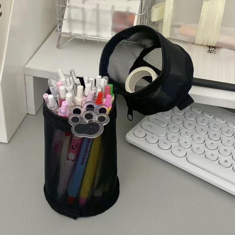 Large Capacity Pencil Bag Cylindrical Pencil Case Pen Pouch Clear Pencil Pouch Pen Case School Office Supplies