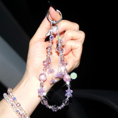 Y2K Aesthetic Cherry Tassel Phone Lanyard Exquisite Beaded Phone Chain Wristband Keyring Anti Lost Mobile Phone Charms