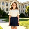 Girls Pleated Skirt with Elastic Waist and Built-in Shorts for School and Daily Wear