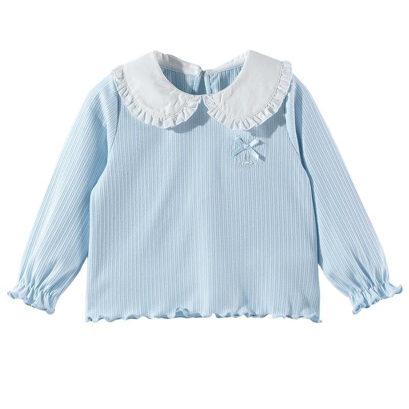 Disney Girls' Embroidered Doll Collar Long-Sleeve T-Shirt