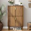 Shoe Storage Cabinet with 2 Flip-open Drawers, with Metal Handles At the Entrance, Shoe Rack with Groove Design, 60 Cm Wide, 1 Set