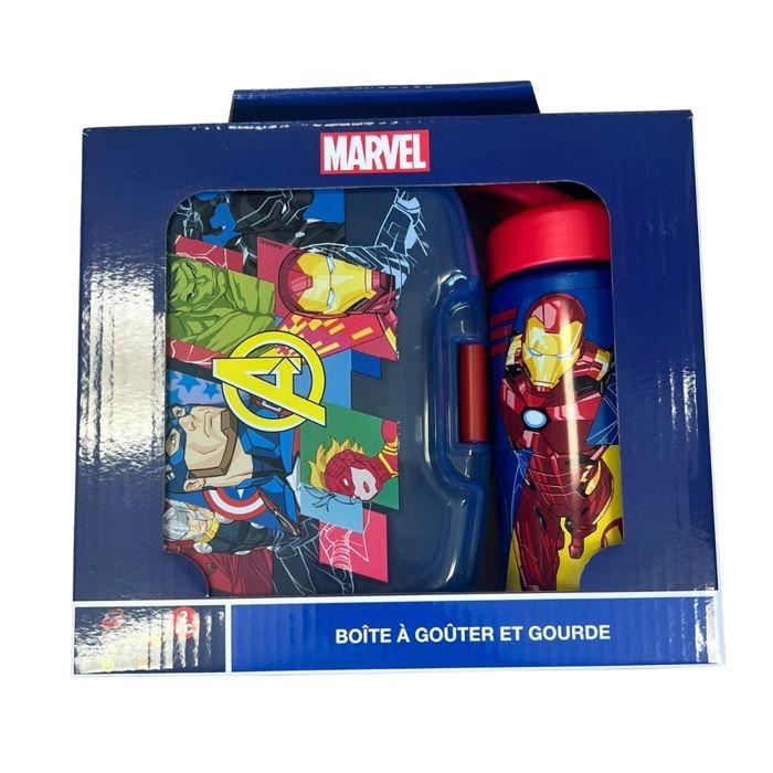 Avengers Kinder-Essset mit Brotdose und 420ml Trinkflasche Kunststoff Blau für Schule und Ausflüge