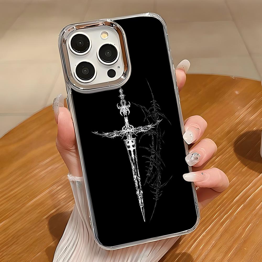 Phone Case For iPhone 17 16e 16 15 14 13 12 11 Pro Max  8 7 Air Plus Transparent Soft Cover Gothic Cyber Sigil Cross