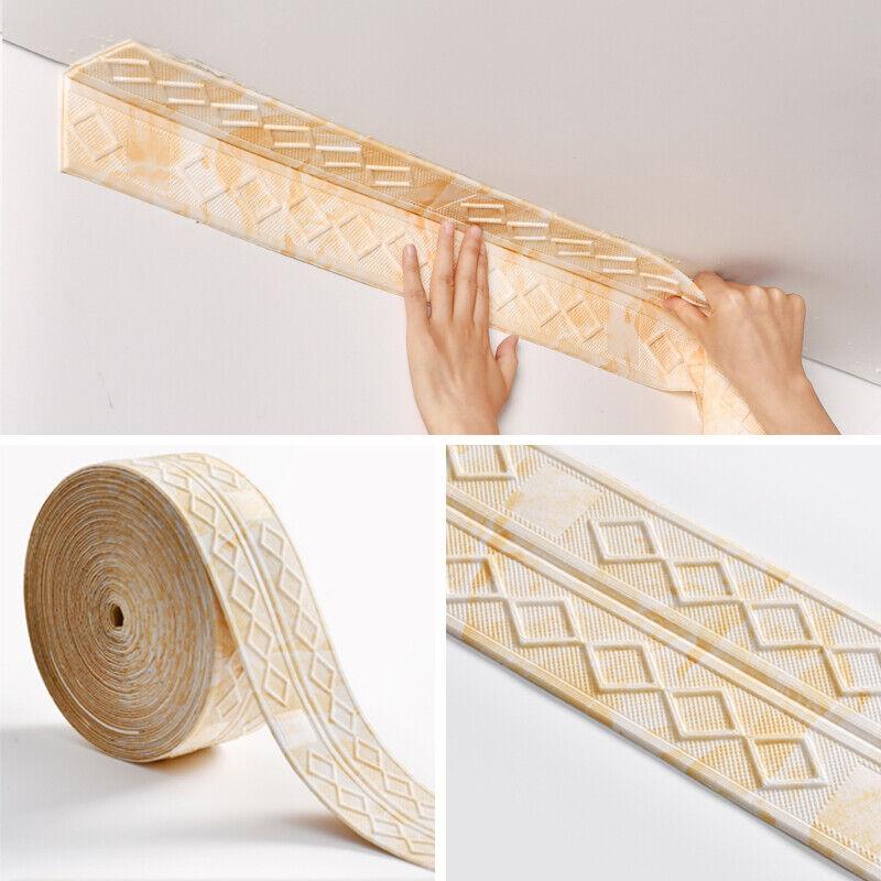 9.2M 3D Wall Trim Line Skirting Border Self Adhesive Wall Skirting Border 3D Diamond Wallpaper Waterproof Strip Home Decoration