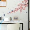 Watercolor Cherry Blossom Branches and Magpie-themed Wall Stickers for Home Decoration In Living Room