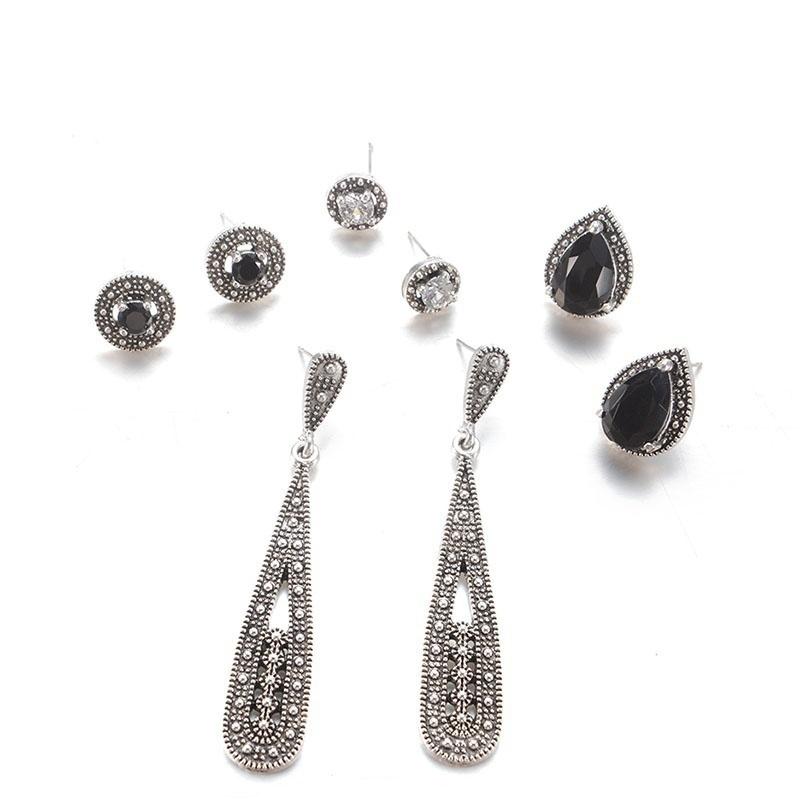 4 Pairs/Set Women Crystal Bohemian Earring Stud Earrings for Women Boucle D'oreille Jewelry Dazzling Cubic Zirconia Opal Brincos