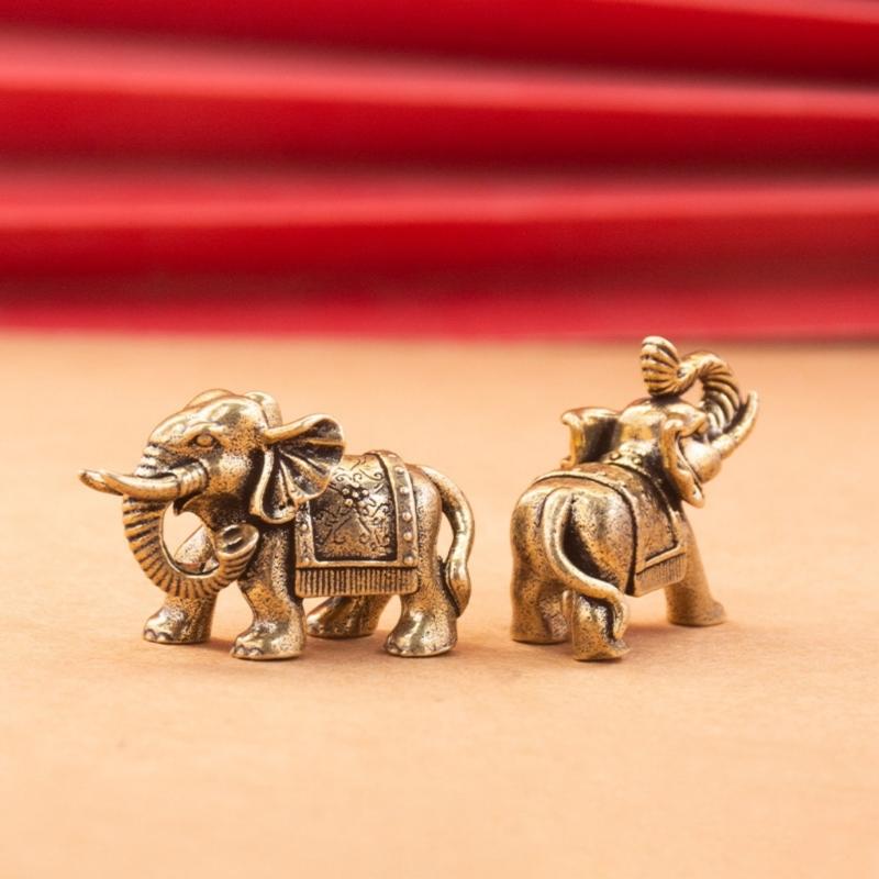 Brasses Elephant Ornaments Symbolizing Wealth Wisdoms and Good Fortunes for Gift Giving or Home Office Decoration