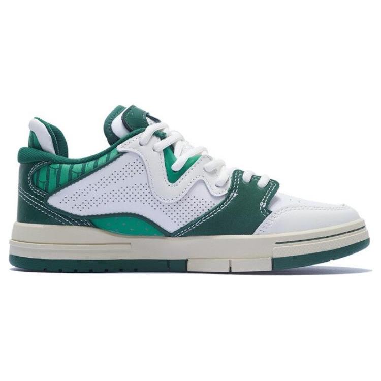 Li Ning Wave Pro Synthetic Leather Abrasion Resistant Breathable Low top Skateboard Shoes Women's White Green AECS092-1