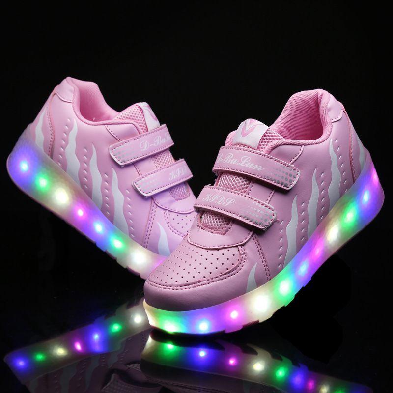Classic Appeal Led Sneakers For Kids Light Up Roller Skate Shoes And 2 Wheels Unisex
