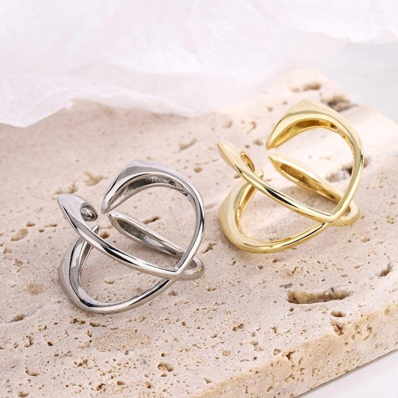 Lines Crossed Geometric Ring for Stylish Women Adjustable Size Open Finger Ring Unique Accessories Date Night Accessory