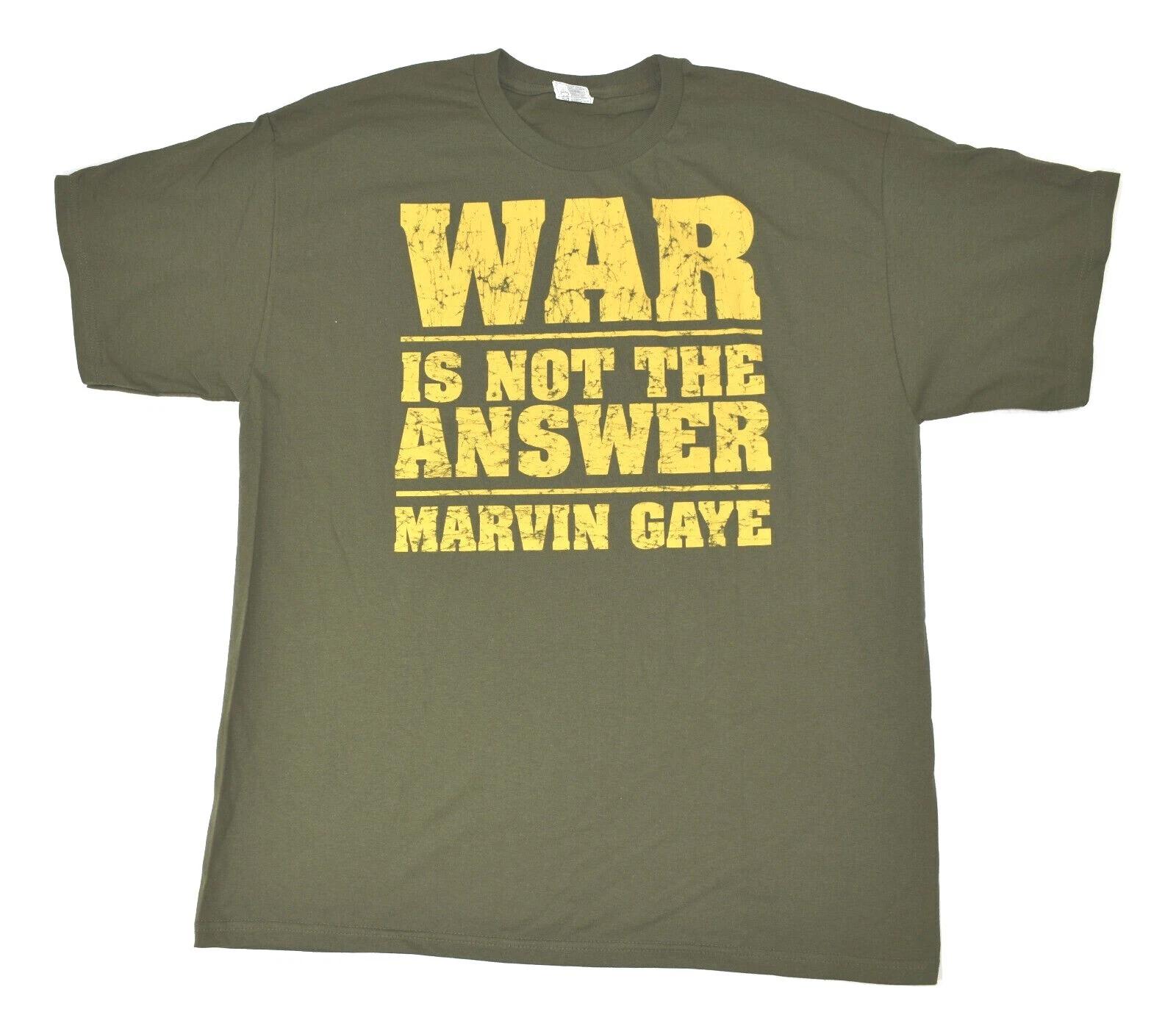 Marvin Gaye Mens War Is Not the Answer Olive Green Shirt New Small S