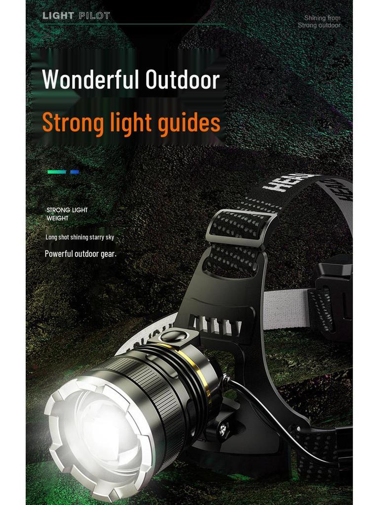 LED Dual Battery Induction Zoom Headlamp for Night Fishing