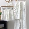 Korean Cute Little Cherry Summer Ice Silk Short-Sleeved Pajamas Female Sweet Cute Three-Piece Loungewear