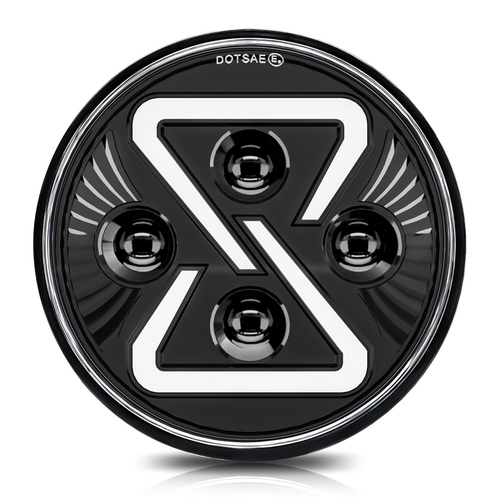 

7 Inch LED Headlight Motorcycle Off Road Vehicle 8 Shape Angel Eye High Low Beam DRL Turn Signal Lamp Type A