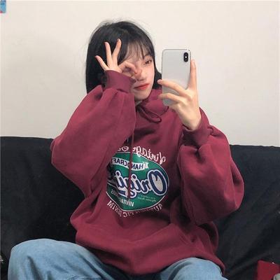 Women Long Sleeve Hooded V Neck Loose Pullovers Female Tops Solid Color Sweatshirts