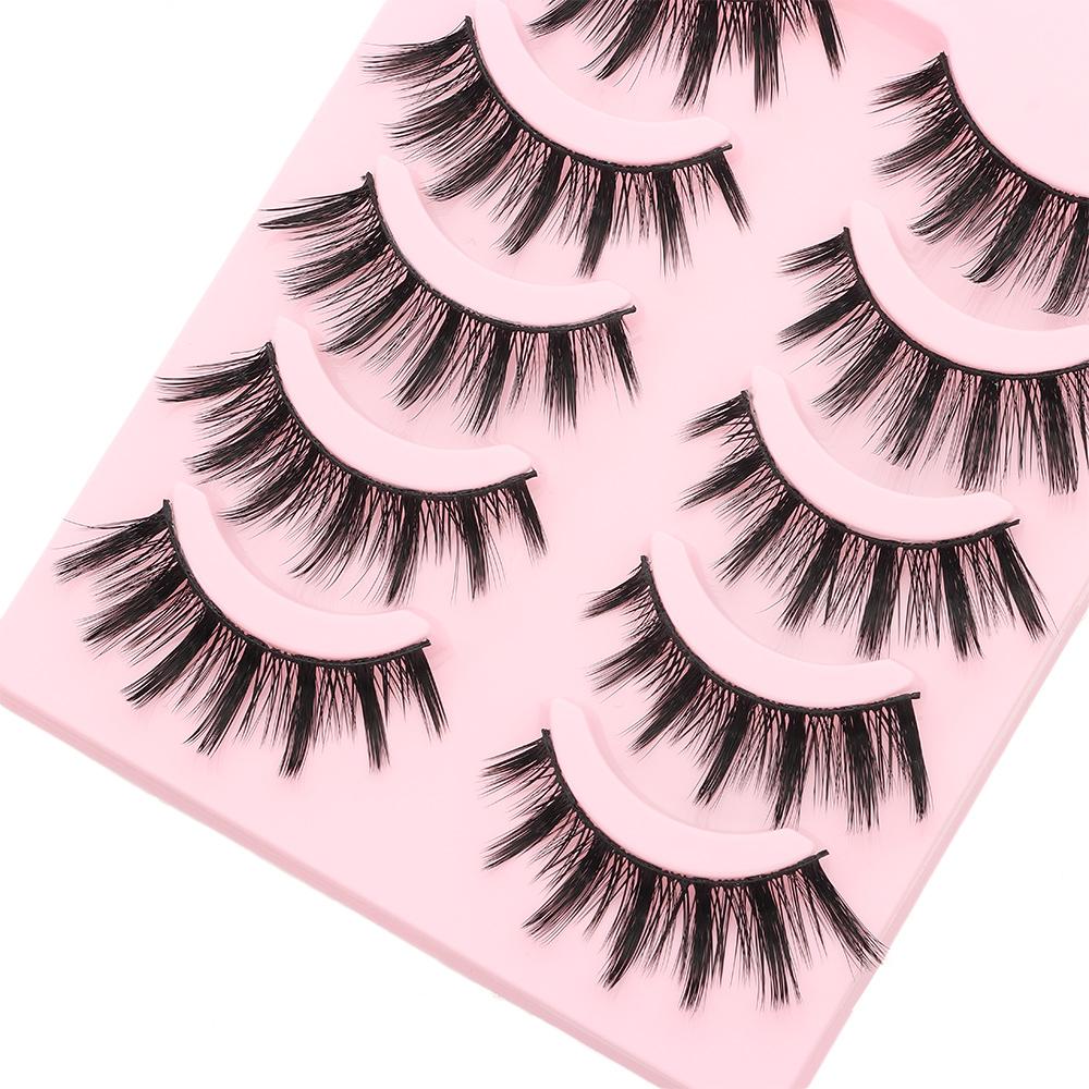 5 Pairs Flared Manga Lashes Wispy Faux Mink Lashes Hot Wet Eyelash Eye Makeup