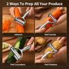 2-in-1 Multifunctional Vegetable Peeler with Stainless Steel Julienne Blade Sharp Handheld Kitchen Peeler Tool for Potato Carrot Cabbage Fruit