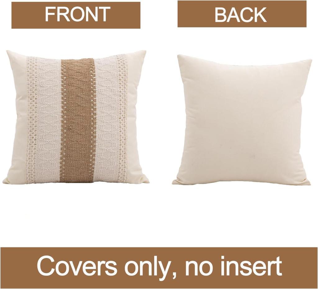 1pc linen patchwork pillowcase is detachable and washable, with no filling inside, suitable for multiple occasions