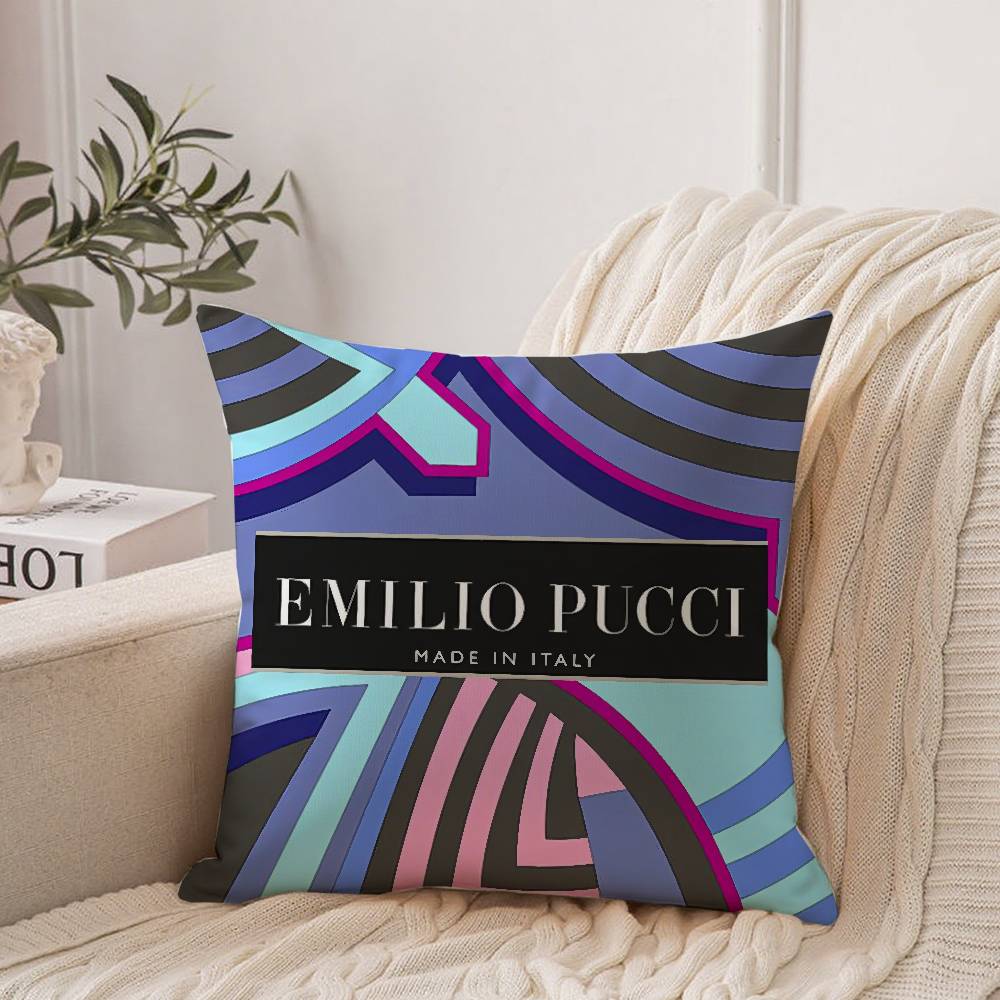 E-EE-Emilio Logo P-Pucci Pillow Case Home Decor Throw For Sofa Bed Car Room Decor Gift Idea