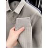 Mens Sweater Polo Collar Label Patchwork Stripes Plush Wool Liner Knitted Thickened Sweater Print Thermo Menswear