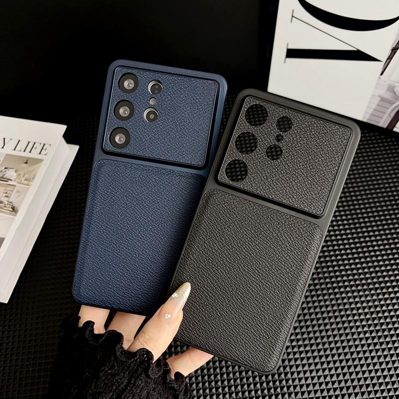 S26 Ultra Case Luxury Leather Skin Hybrid PC Bumper Matte Anti-skid Back Cover For Samsung Galaxy S26 Ultra S25 FE S24 Plus