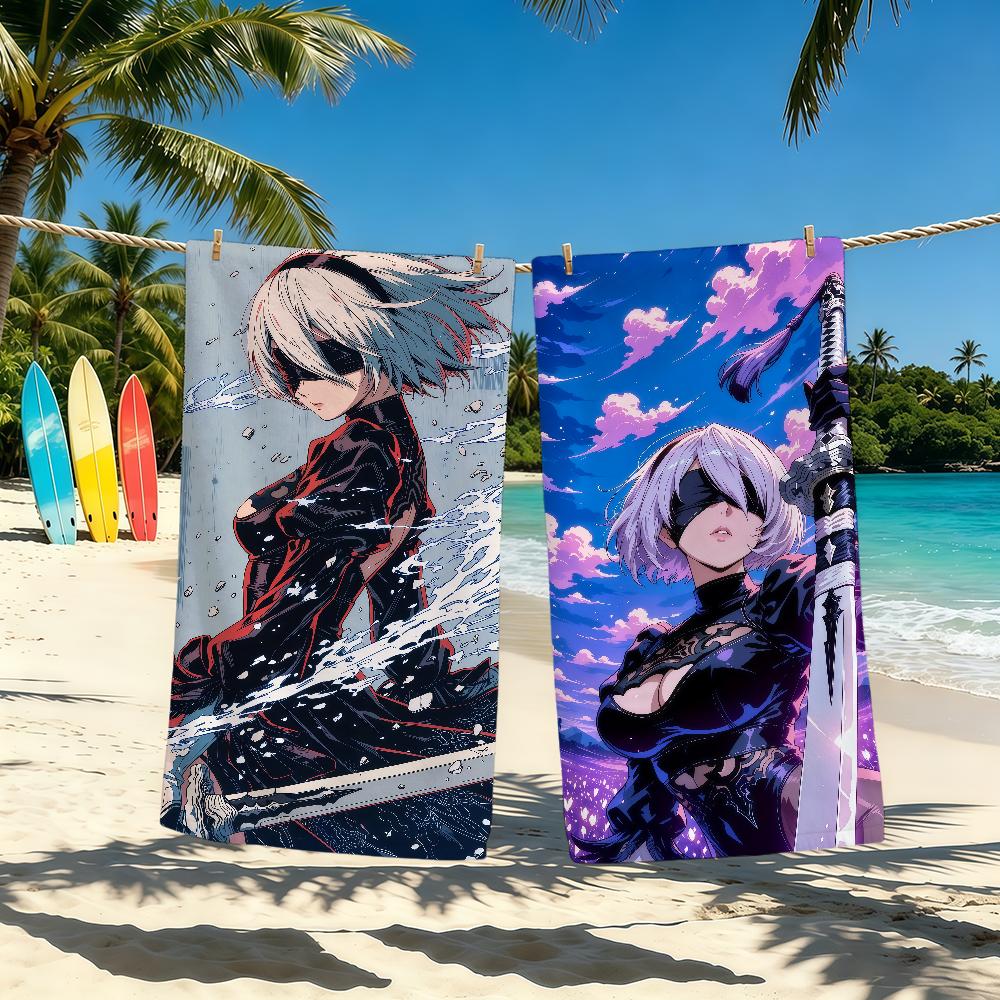 Towel For Outdoor Camping Game 2B Beach Towel Super Absorbent Quick-Drying Summer Nier Anime Automata Towel