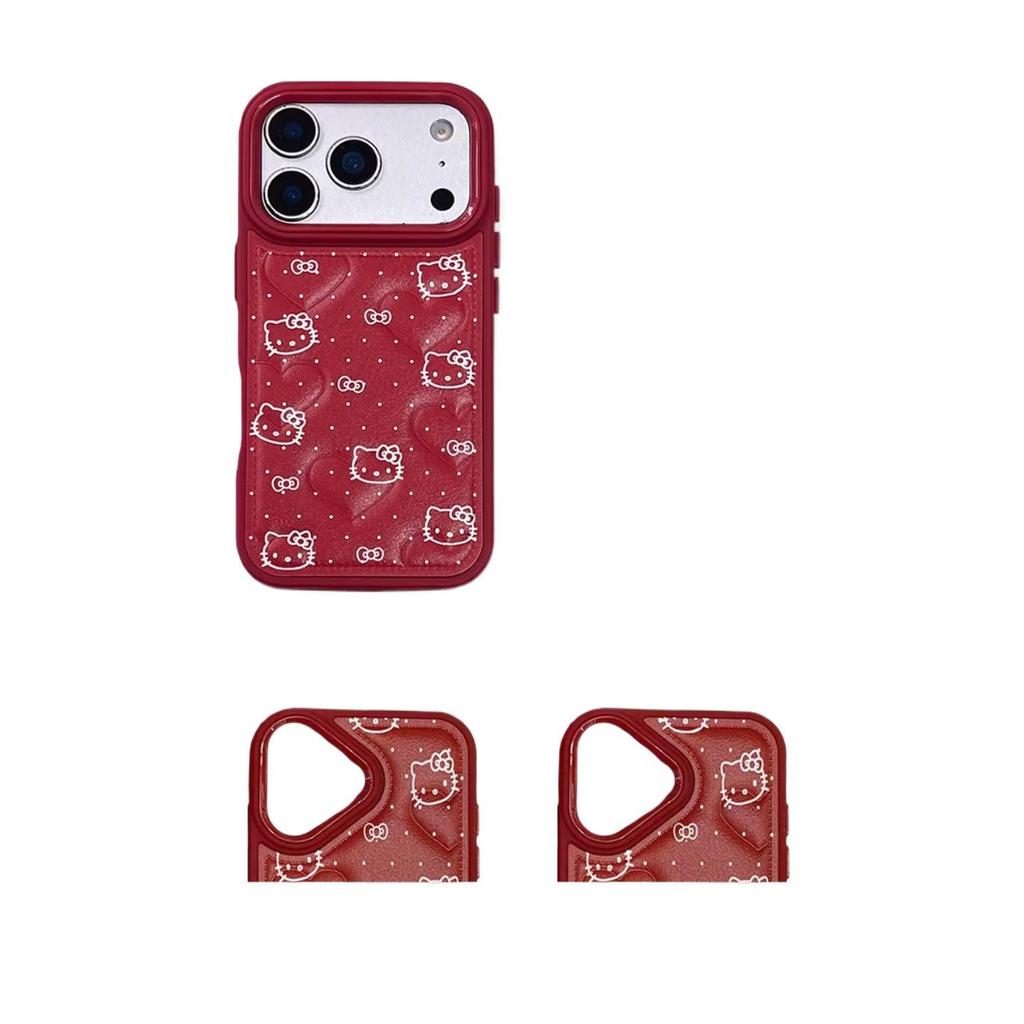 Positive red polka dot cartoon hello kt suitable for apple 17promax mobile phone case iphone16pro new