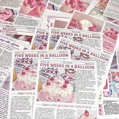 50Pcs  Cute Sweetheart Pink Magazine Series Scrapbook Journal Material Base Paper Lovely Girls Bedroom Wall Decoration Poster