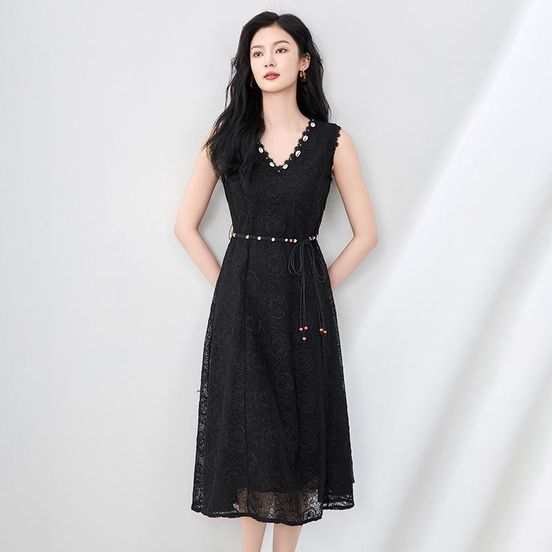 

Nanyou Элегантное Ручное Изделие Ракушка V-образный вырез Вышитое Платье без рукавов - Стиль Летнего Отпуска XXL чёрный