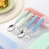 Cartoon 304 Stainless Steel Children's Tableware Cute Eating Spoon Fork Toddler Round Handle Feeding Spoon Portable Gift Set