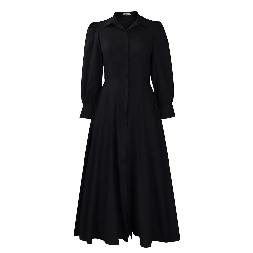 Spring Women's Long Sleeved Dress, Fashionable Solid Color Dress