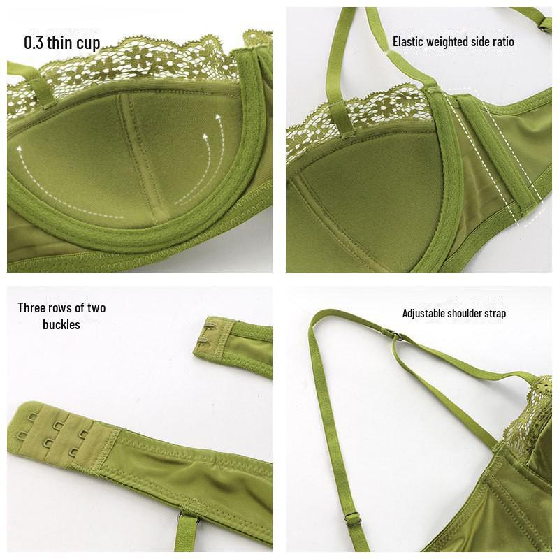 Französisches Satin-Spitzen-Dessous-Set: Sexy Anti-Hänge-BH