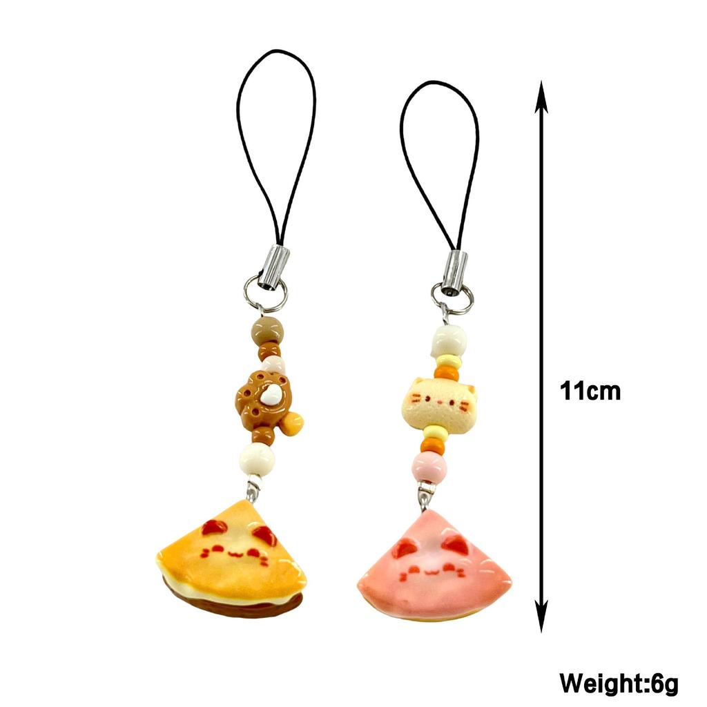 3D Cat Cake Phone Charm Resin Keychain Pendant