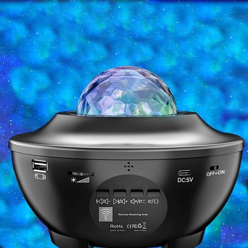 LED Projector Night Light - Night Light 2 in 1 STAR SKY SKY with Bluetooth Music Speaker, Sound Sensor, Pilot, 360P