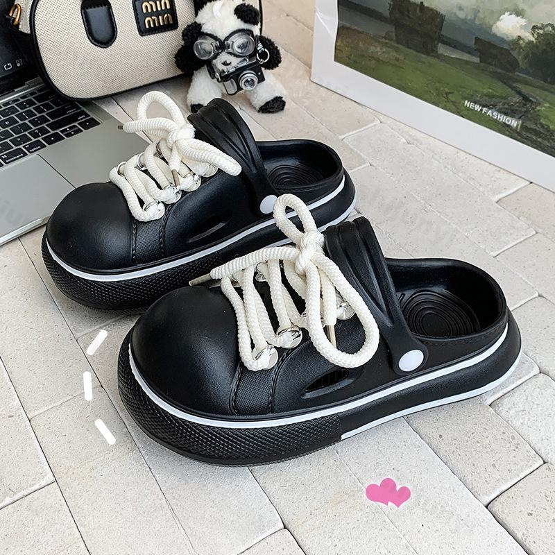 Fashion Women Slippers Platform Fashion Lace-up Clogs Soft EVA Summer Women Shoes Thick Sole Girls Indoor Street Slides Slip-on Sandals