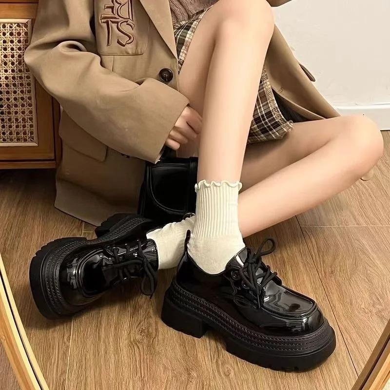 Fashion Women's Shoes 2025 Brand Front Lace-up Women's High Heels Fashion Round Toe Best Seller Solid Outdoor Platform Heels Zapatos