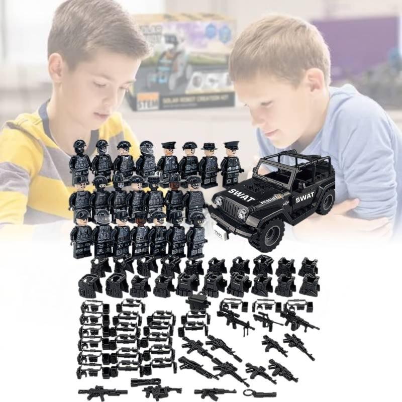 Military Action Figure Police Swat Black Special Forces Building Block Set For Kids