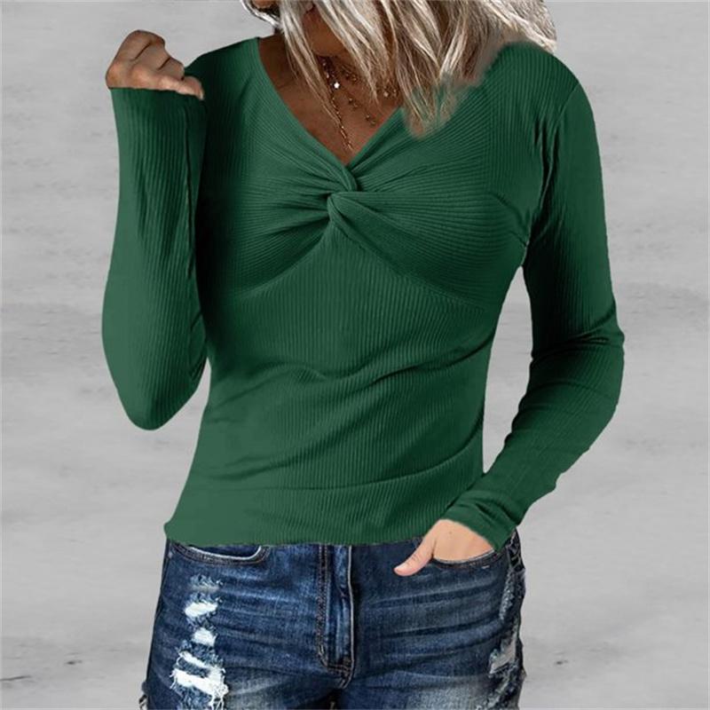 Women's Fashion Rib Knitted Sweater Slim Long Sleeve Pullover Sweaters