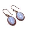 Blue Lace Agate Handmade Gemstone Earrings, Copper Electroformed Earrings Antique Jewelry, Earrings For Engagement Gift