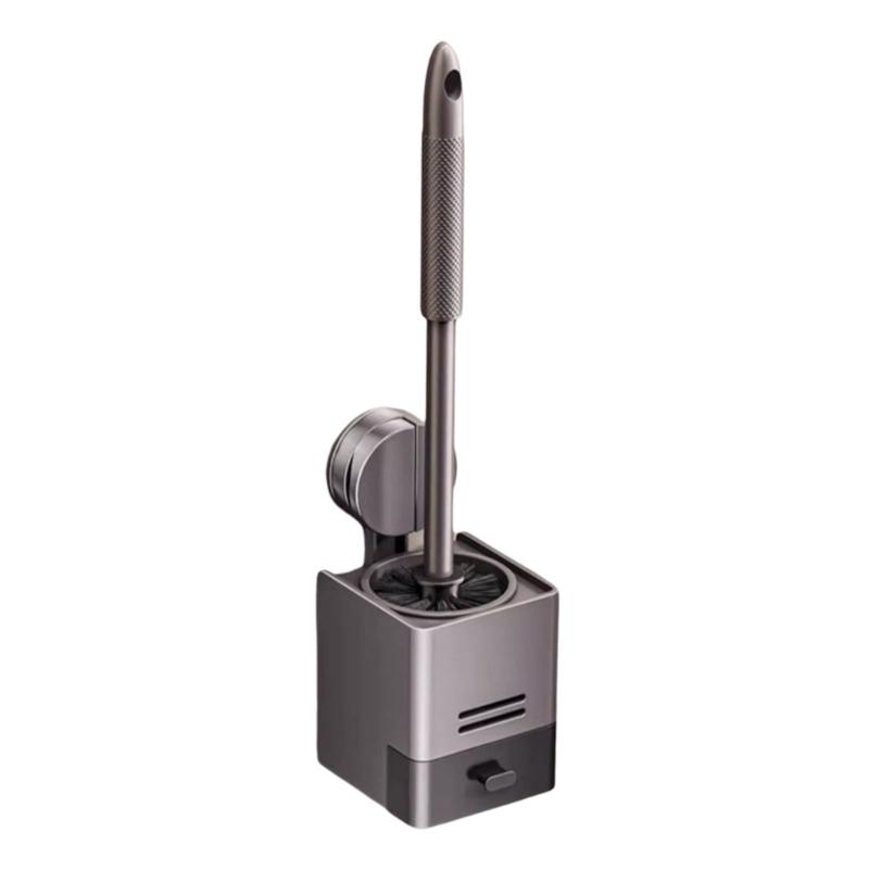 Toilet Brush and Holder, High-Density Nylon Brush Toilet Bowl Brush Set with Ergonomic Long Handle, Modern Bathroom