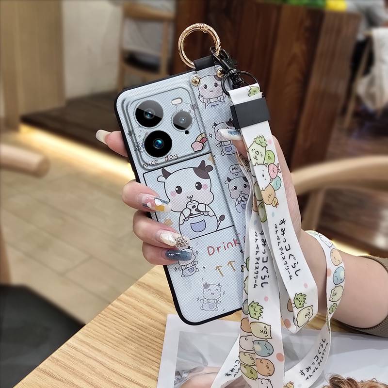 Kickstand Anti-dust Phone Case For Realme GT7 Pro Soft case Cute Silicone Protective Cartoon Fashion Design Ring Lanyard
