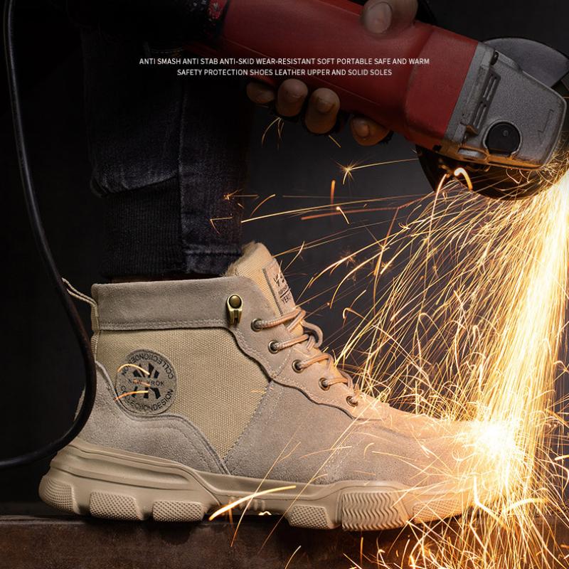 New Autumn and Winter Men's Warm Leather Boots Plus Velvet Thick Men's Non-slip High-top Martin Boots