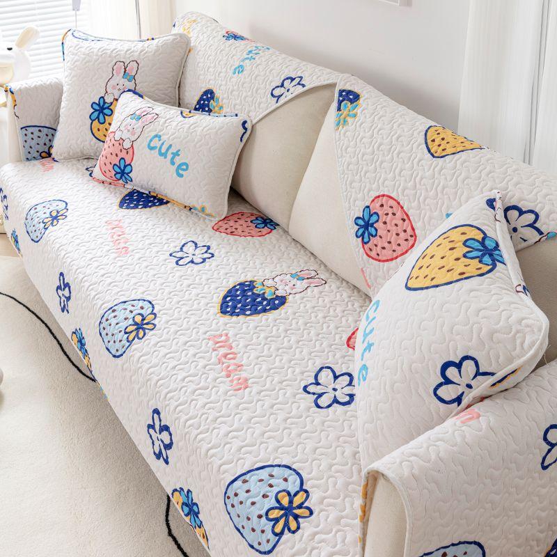

American Idyllic Cotton Sofa Cushion All Year Round Neutral Non-Slip Seat Cushions Pure Cotton Fabric Sofa Cover Cover Towel